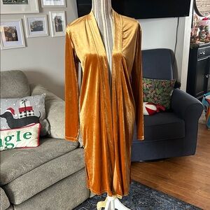 Rue21 Shimmering Gold Velvet Duster Ling Cardigan Jacket